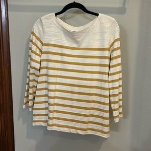 THE LOFT YELLOW AND WHITE STRIPED SHIRT SIZE LARGE PETITE